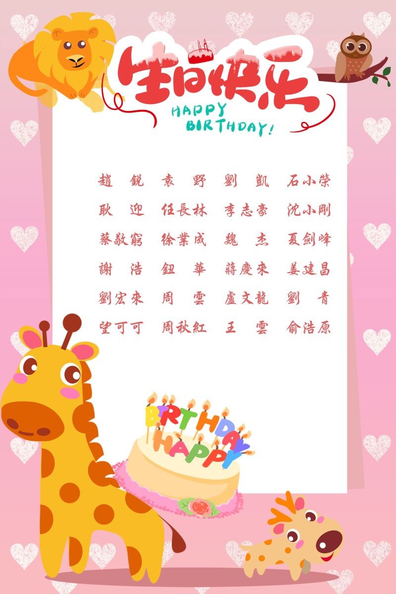 【生日祝福】恭祝08月生日的員工生日快樂！